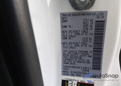 2025 Nissan Frontier King Cab Sv 4X4 z USA, uszkodzony, nr VIN 1N6ED1CM6SN613855